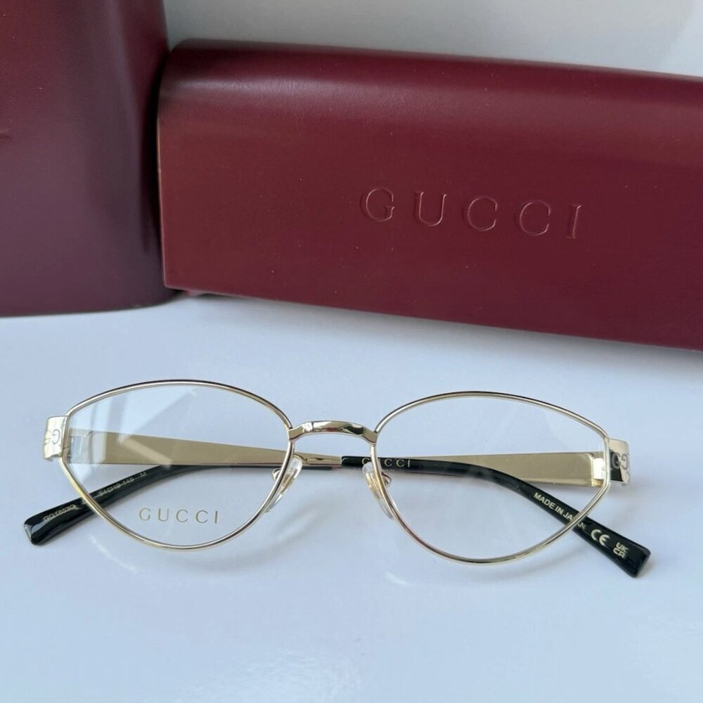 NWT Gucci GG1853o-001 Gold 54mm Eyeglasses - Picture 2 of 5